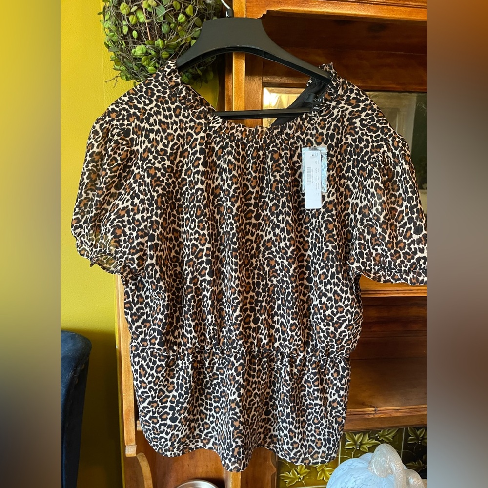 J. Crew NWT Animal Print Blouse - Picture 8 of 14